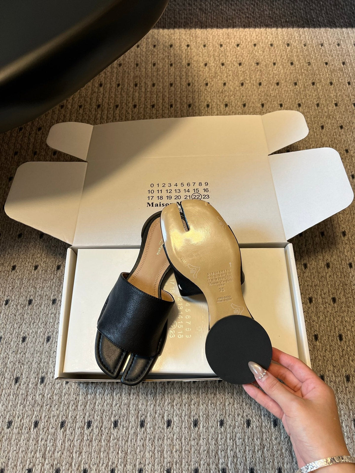 Maison Margiela Tabi Flat Mule Black Sheepskin 803752