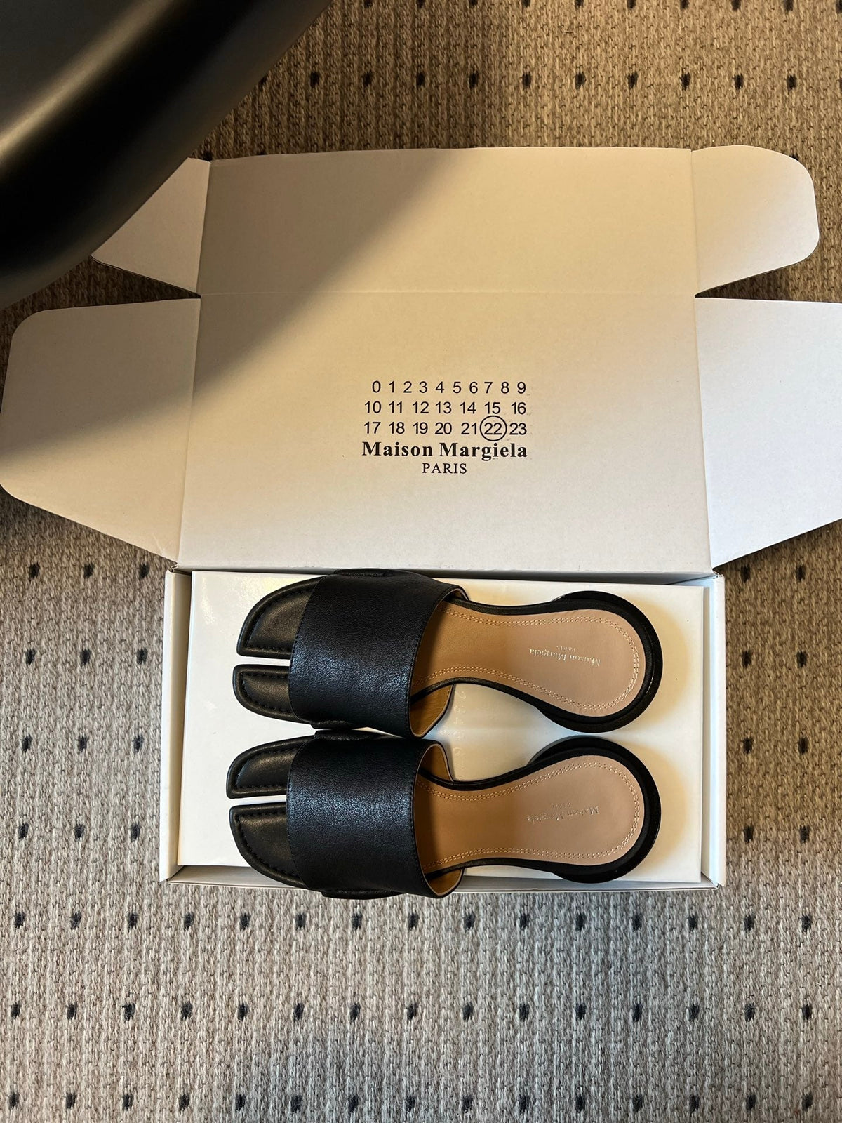 Maison Margiela Tabi Flat Mule Black Sheepskin 803752