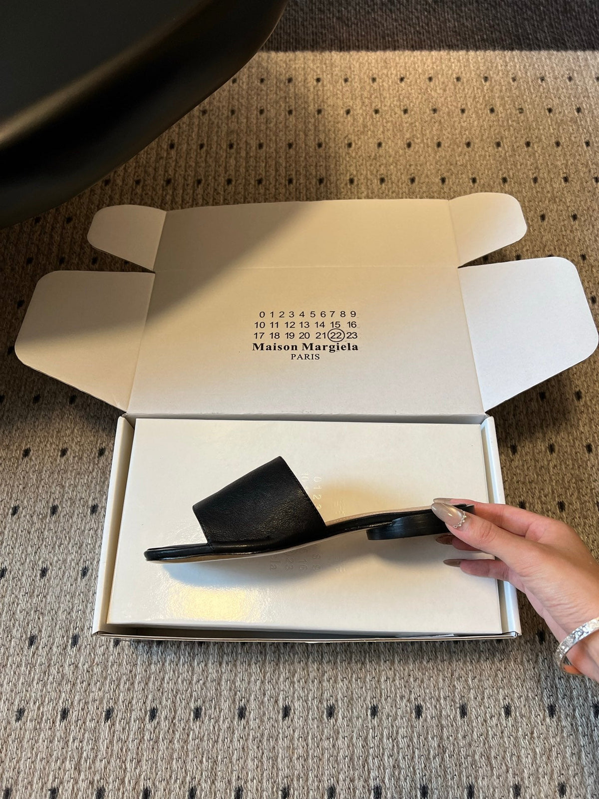 Maison Margiela Tabi Flat Mule Black Sheepskin 803752