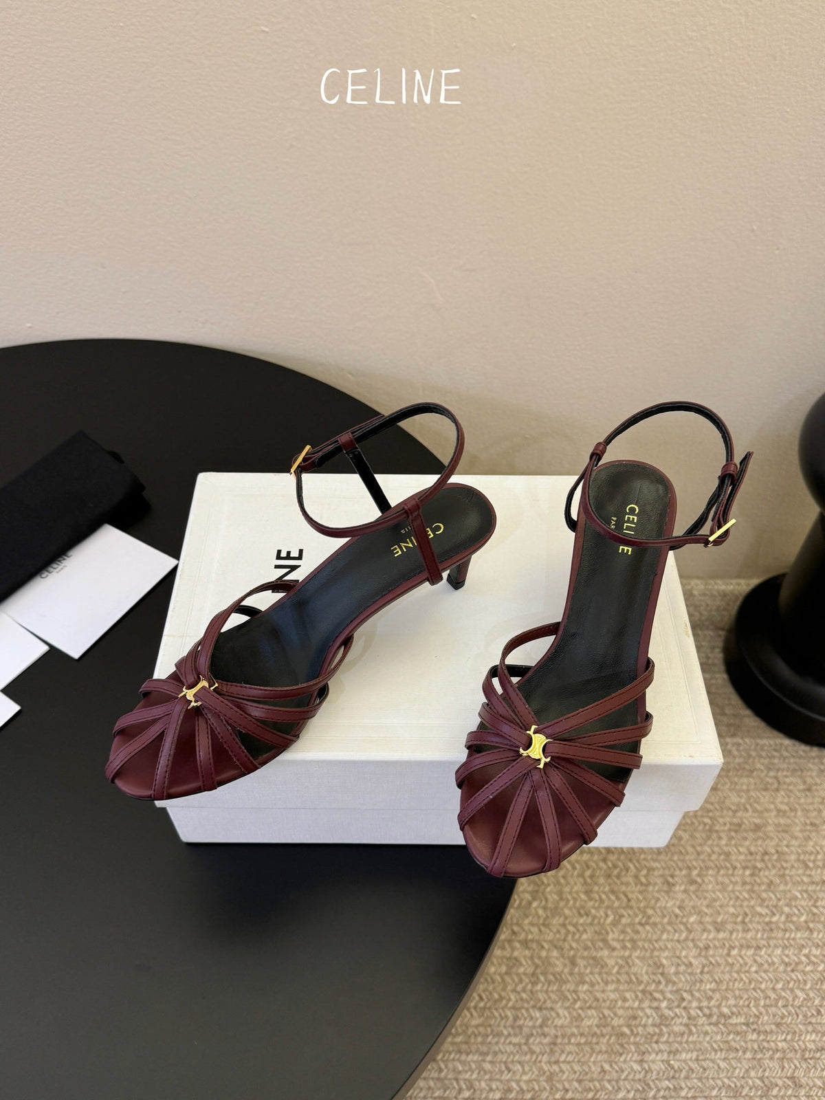 Celine Triomphe Sandal 6.5cm Coffee Lambskin 835891