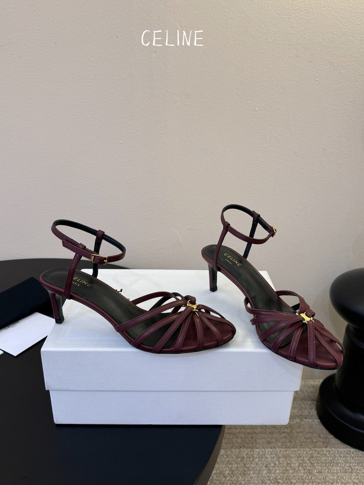 Celine Triomphe Sandal 6.5cm Coffee Lambskin 835891