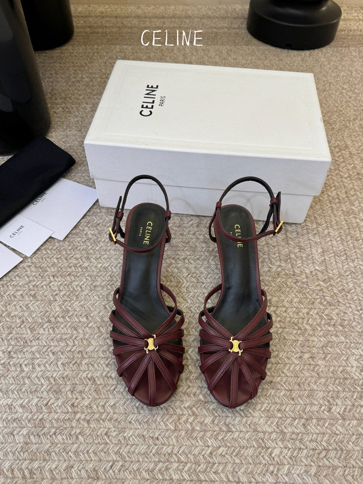 Celine Triomphe Sandal 6.5cm Coffee Lambskin 835891