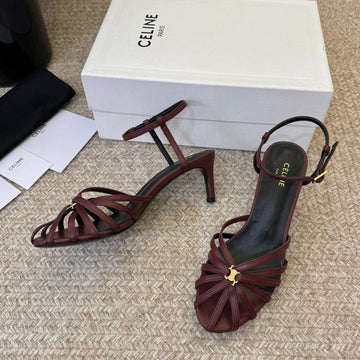 Celine Triomphe Sandal 6.5cm Coffee Lambskin 835891