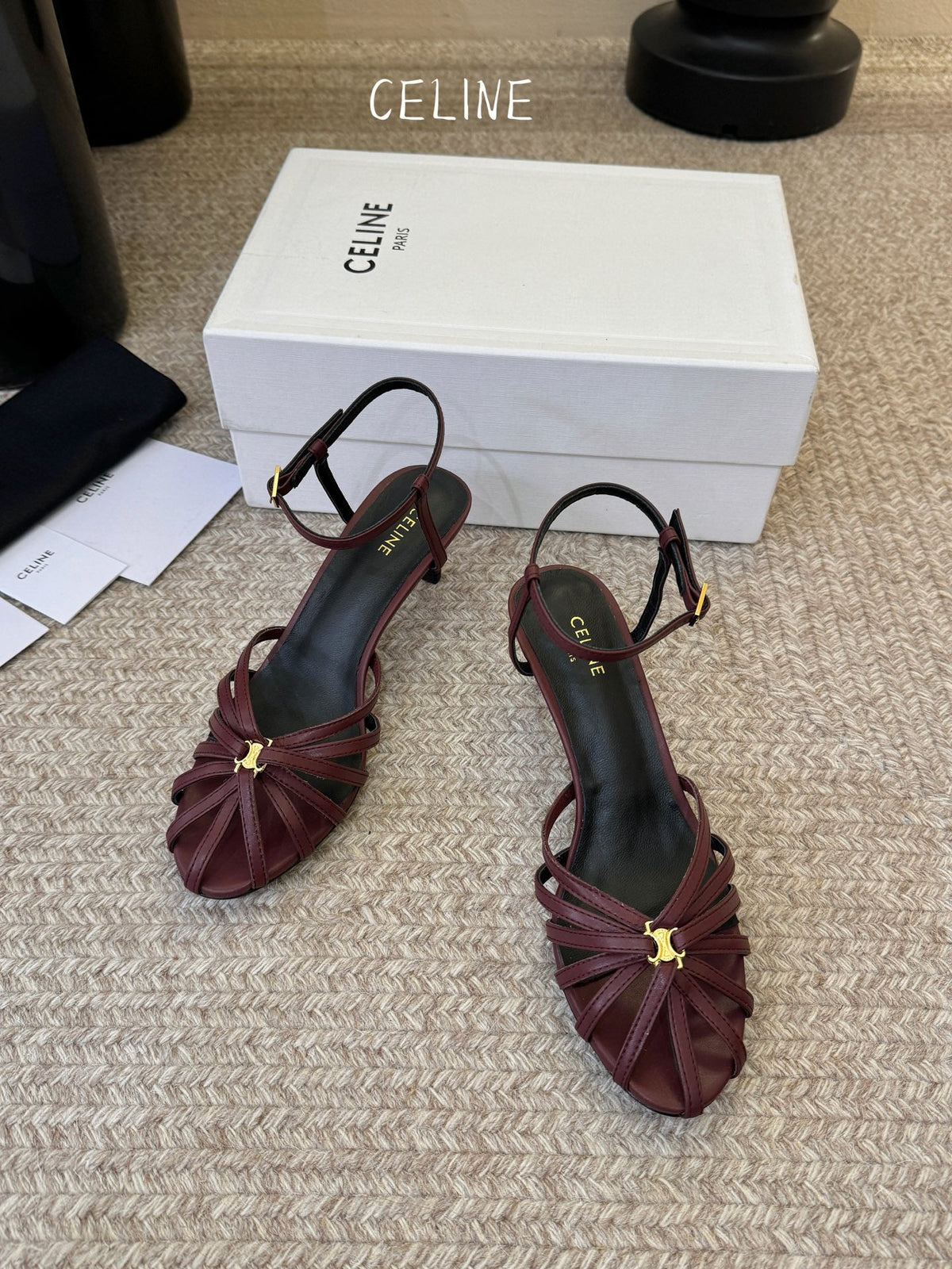Celine Triomphe Sandal 6.5cm Coffee Lambskin 835891