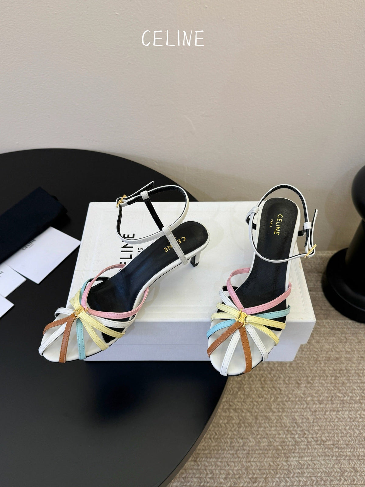 Celine Triomphe Sandal 6.5cm Multicolor Lambskin 835892