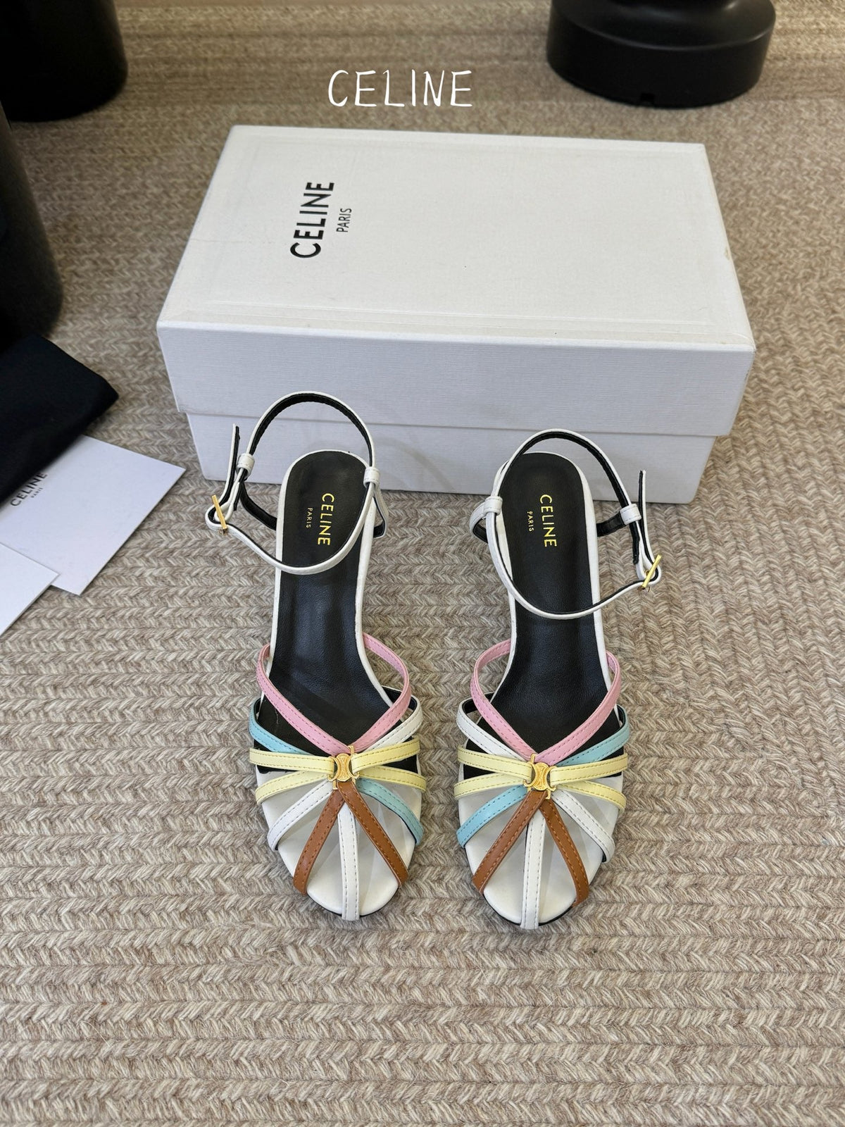 Celine Triomphe Sandal 6.5cm Multicolor Lambskin 835892