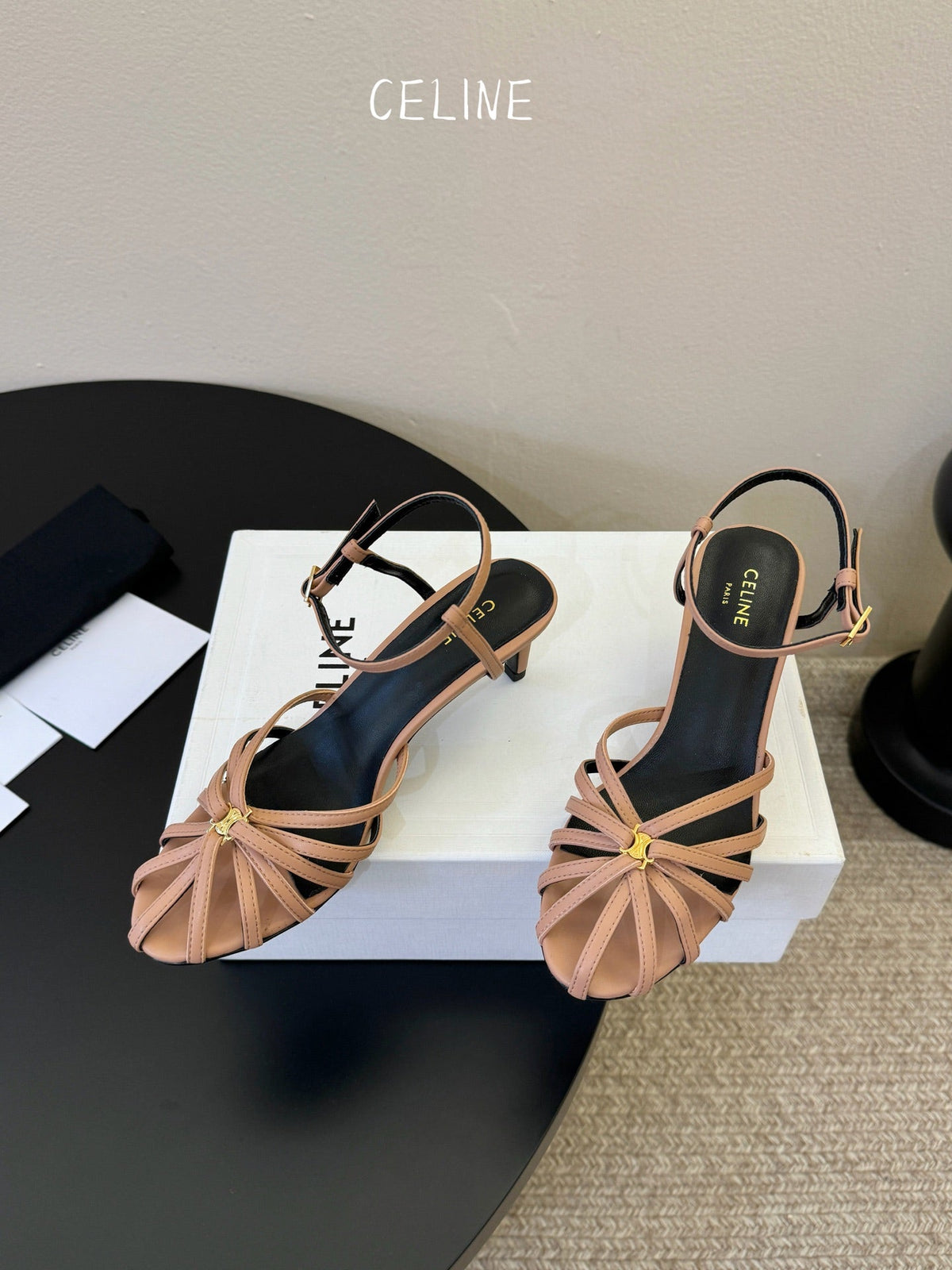 Celine Triomphe Sandal 6.5cm Brown Lambskin 835893