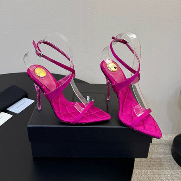 YSL Ivresse Sandals 11cm Hot Pink Satin 934325