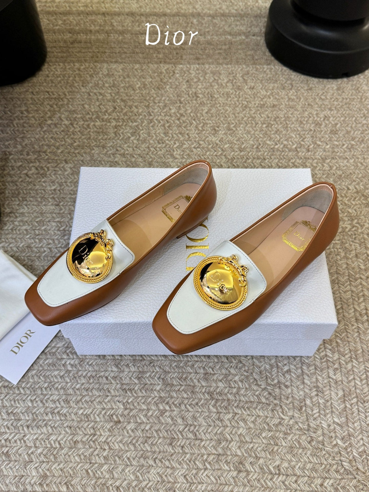 CD Médaillon Loafer Brown White Sheepskin 835716