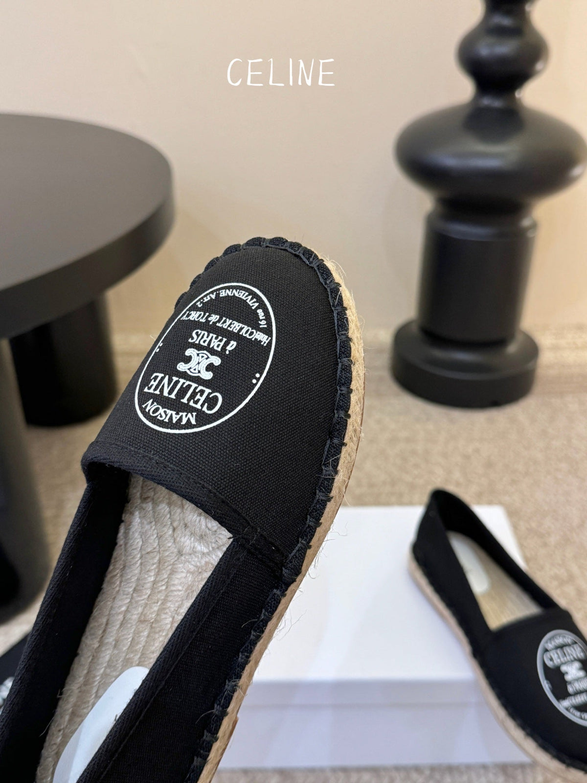 Celine Maison Espadrilles Black Canvas 835903