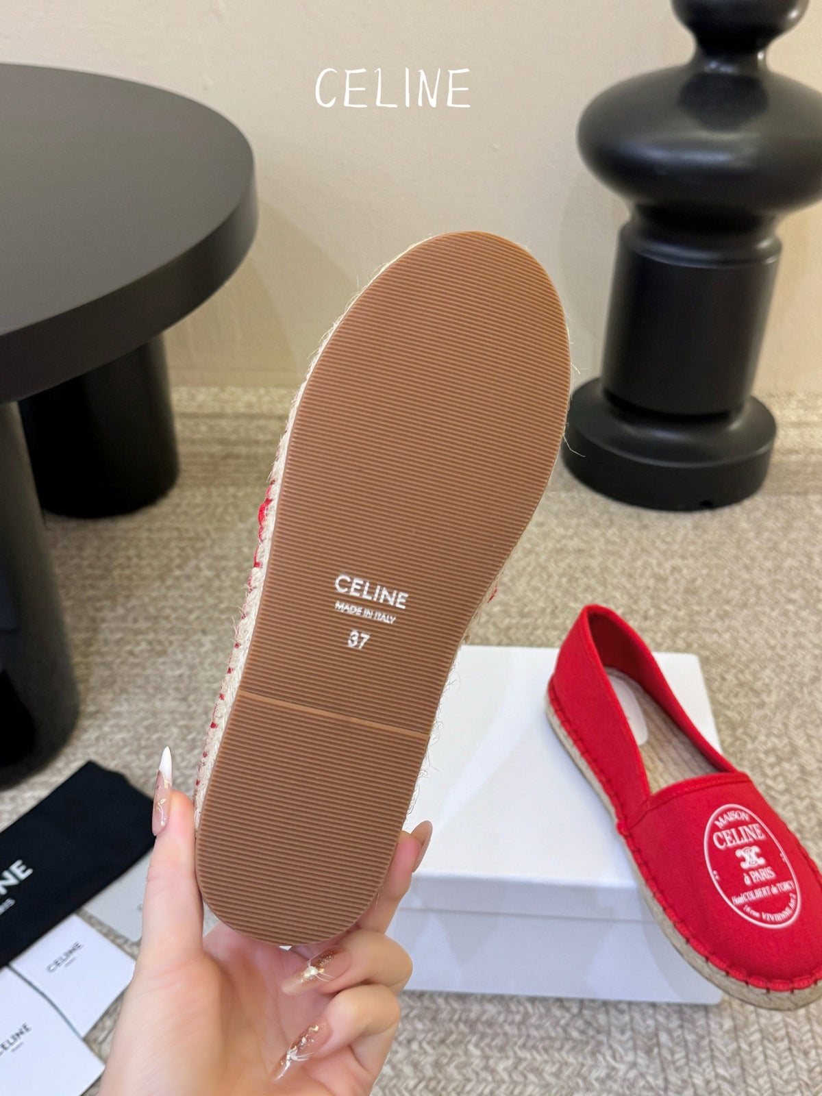 Celine Maison Espadrilles Red Canvas 835906