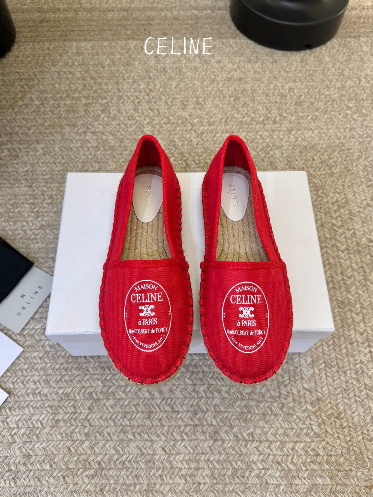 Celine Maison Espadrilles Red Canvas 835906