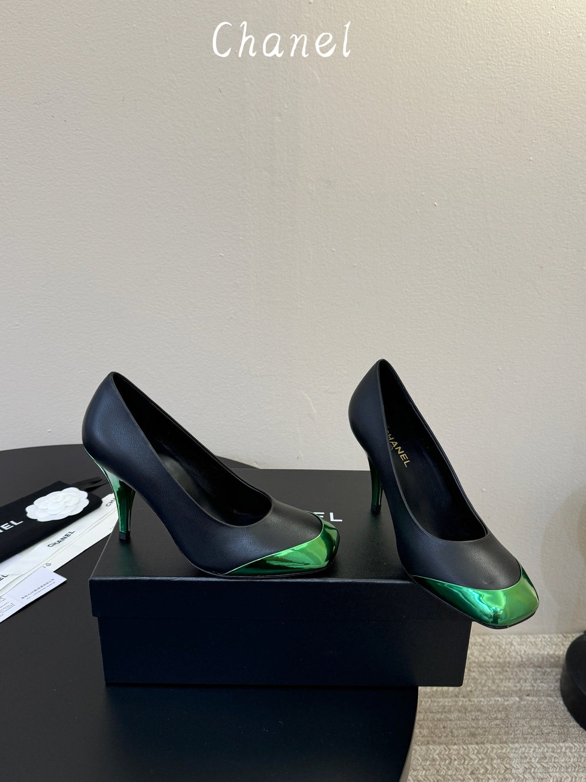 CC 26s Square Toe Pump Black Green Sheepskin 835677