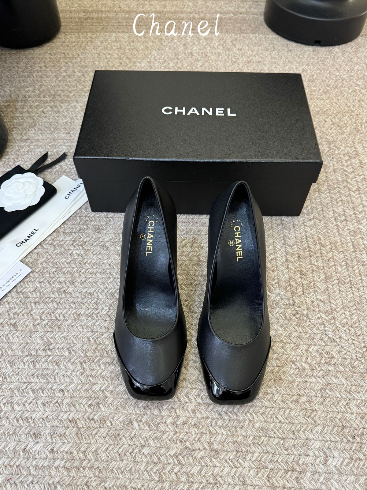 CC 26s Square Toe Pump Black Sheepskin 835682