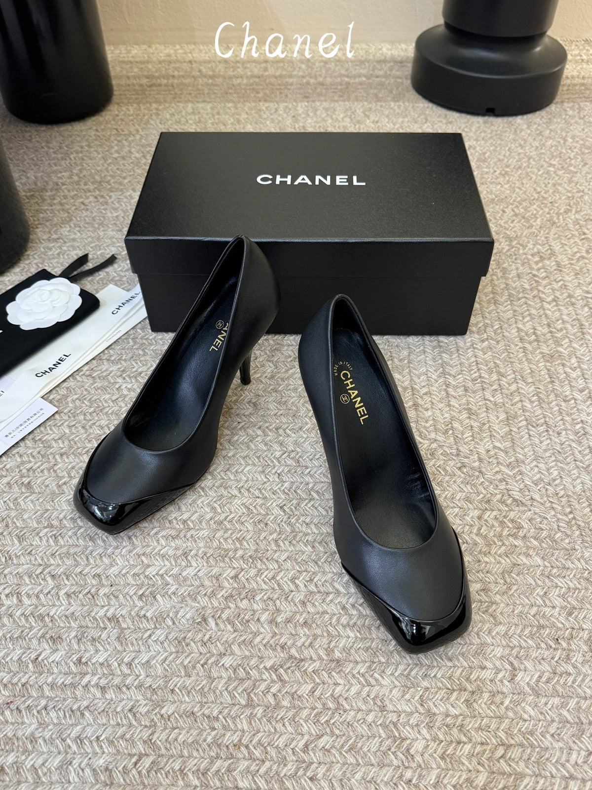 CC 26s Square Toe Pump Black Sheepskin 835682