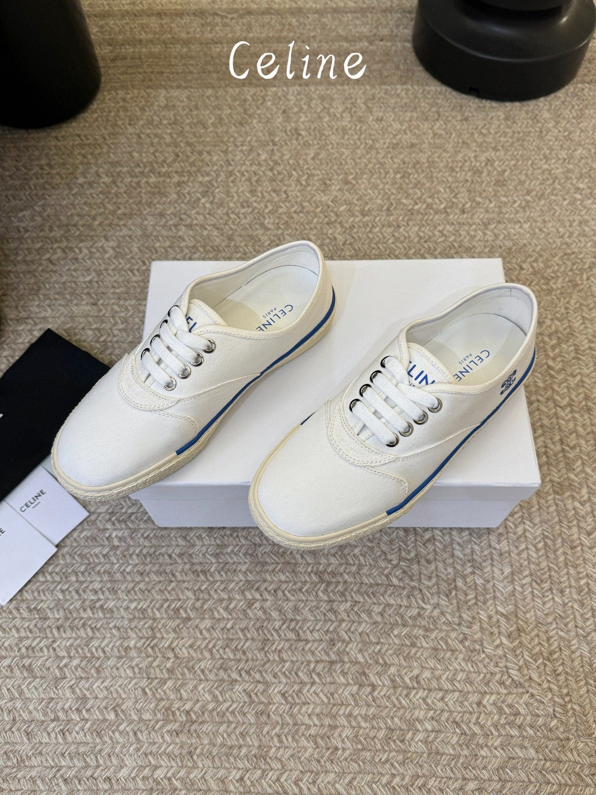 Celine Alan Sneaker White Canvas Suede 835909