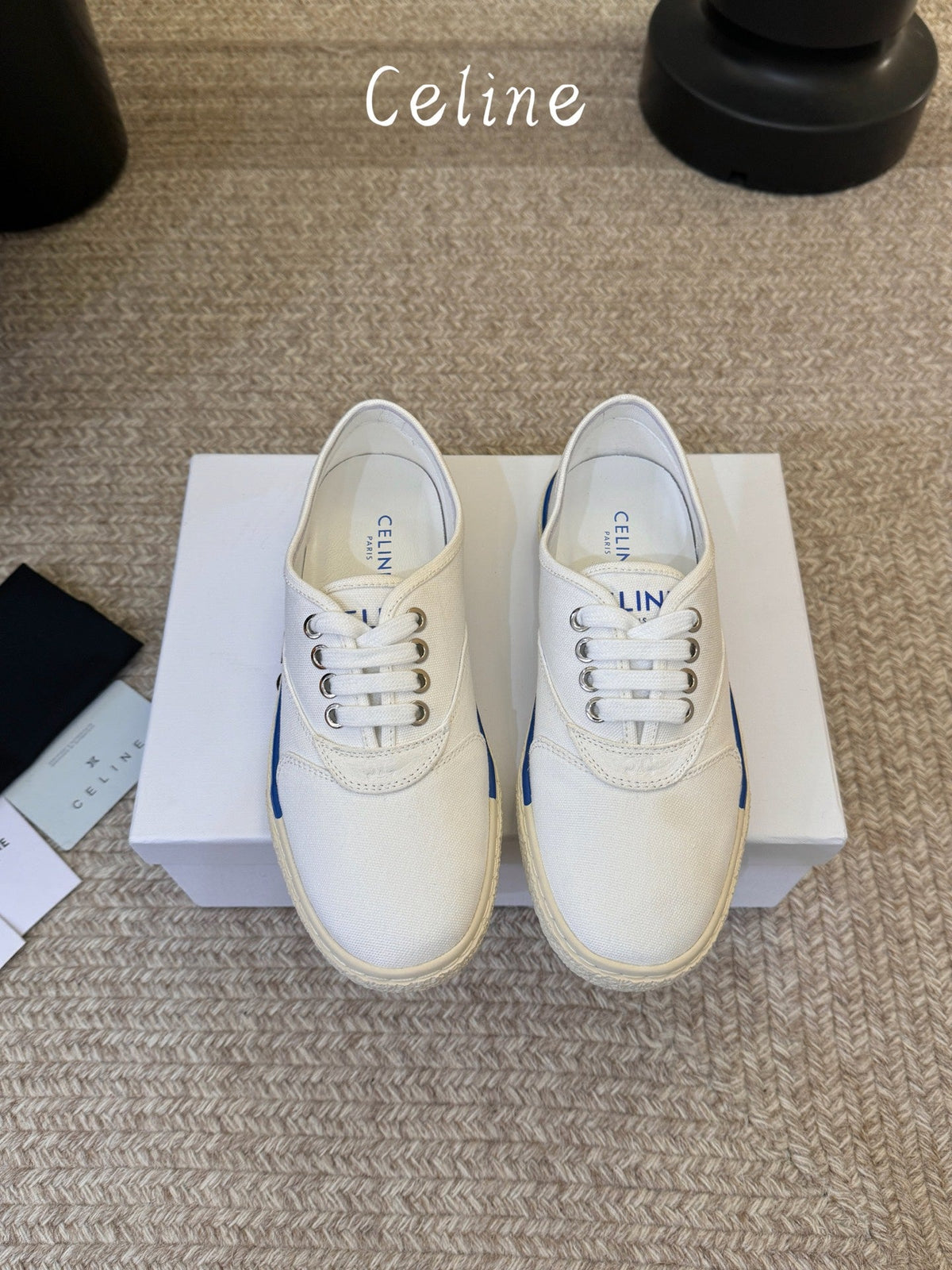 Celine Alan Sneaker White Canvas Suede 835909