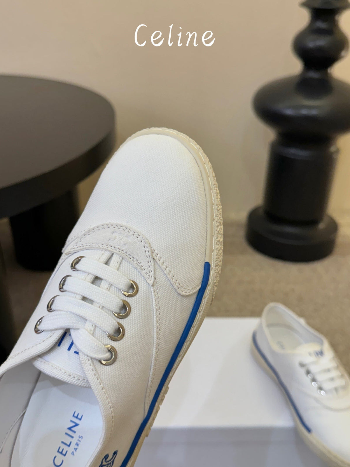 Celine Alan Sneaker White Canvas Suede 835909