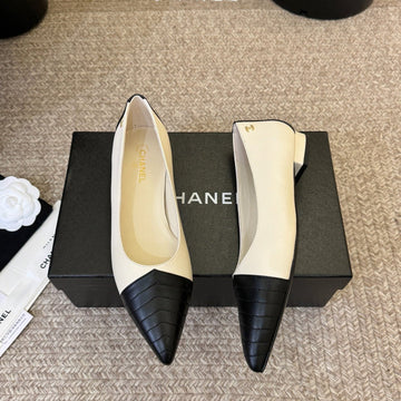 CC 26ss Ballet Flat Black White Lambskin 835691