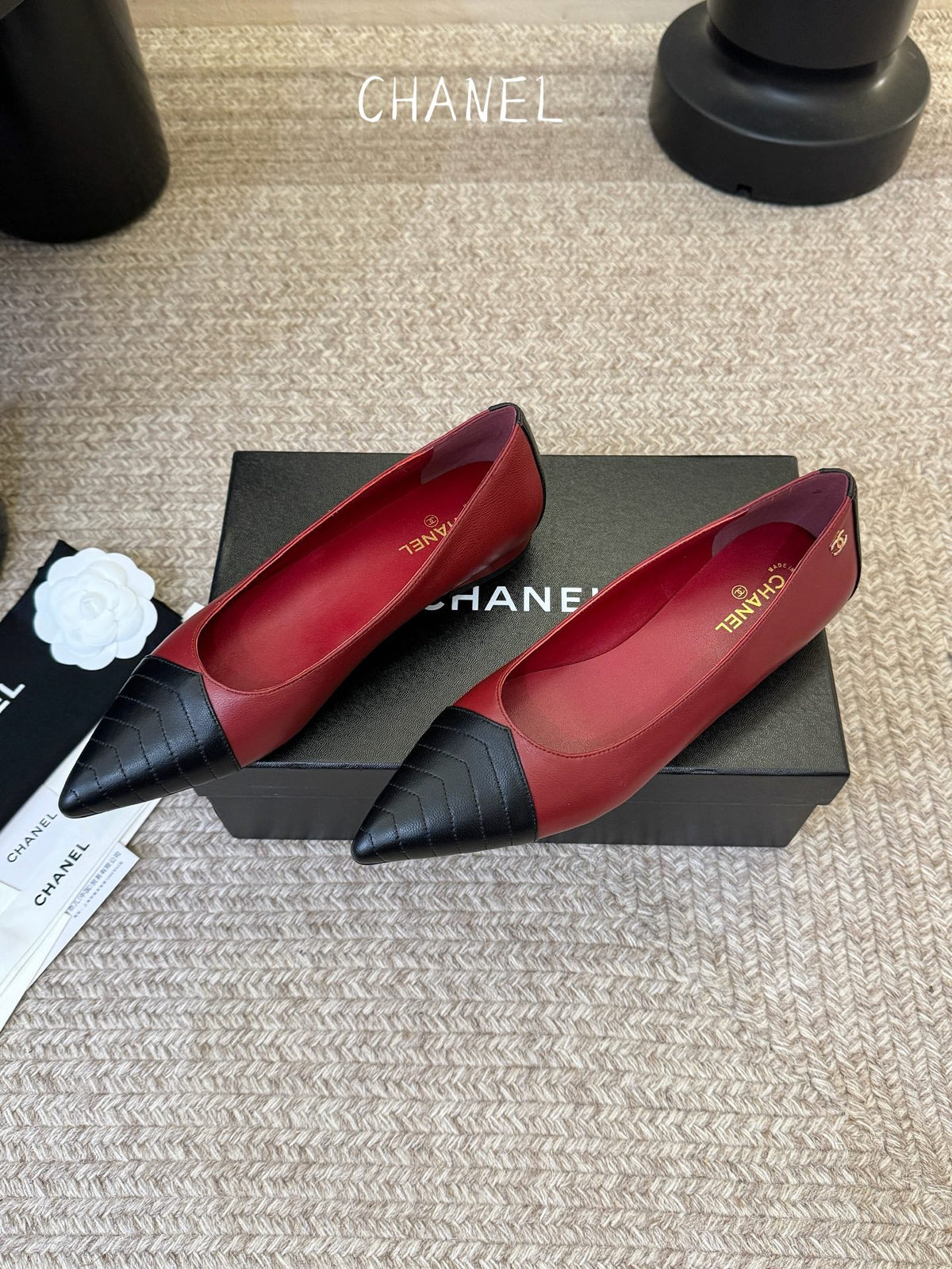 CC 26ss Ballet Flat Black Burgundy Lambskin 835692