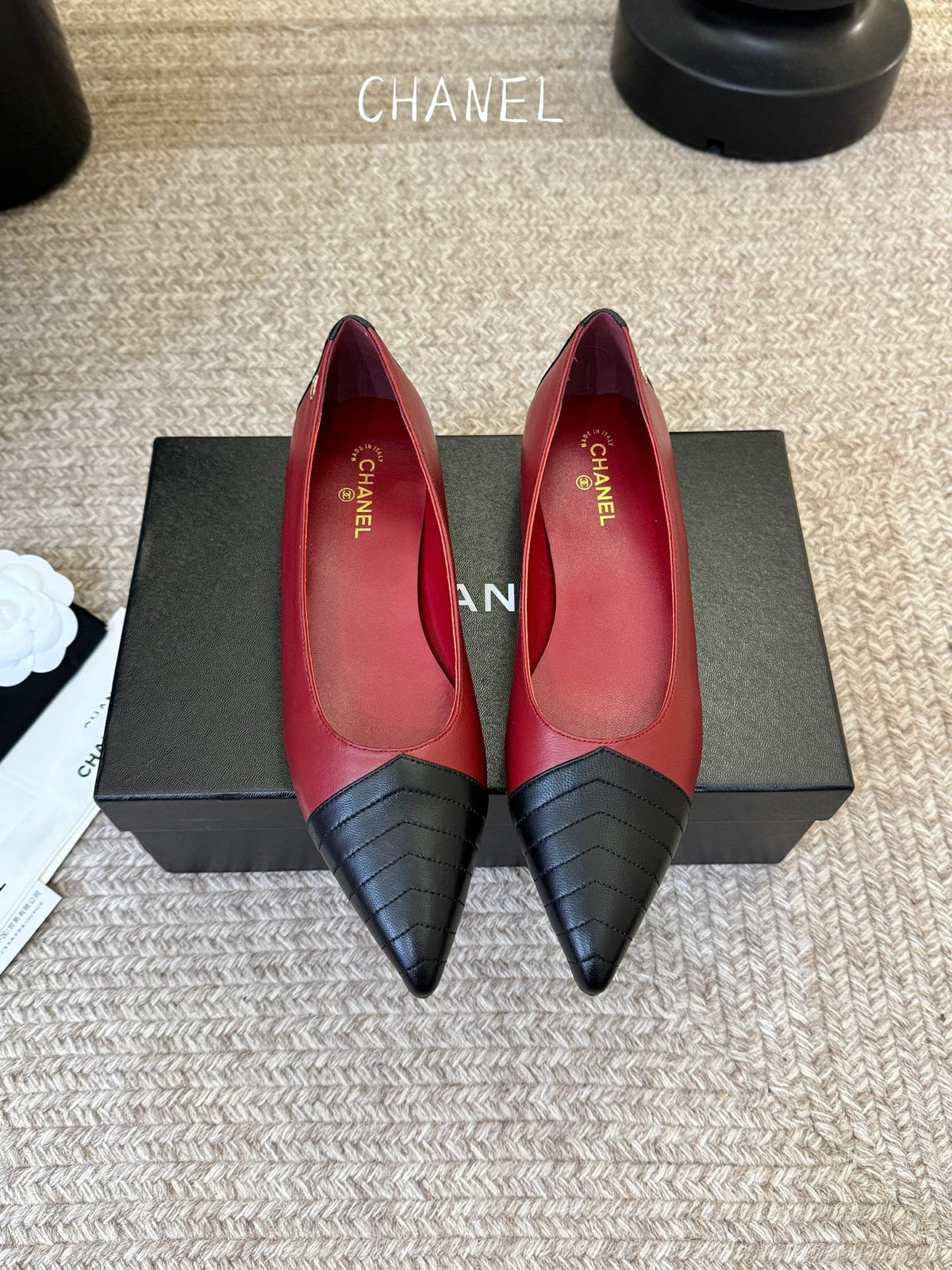 CC 26ss Ballet Flat Black Burgundy Lambskin 835692