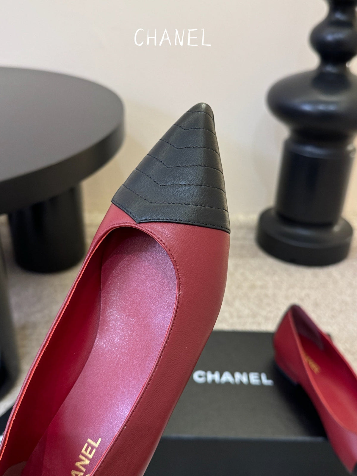 CC 26ss Ballet Flat Black Burgundy Lambskin 835692