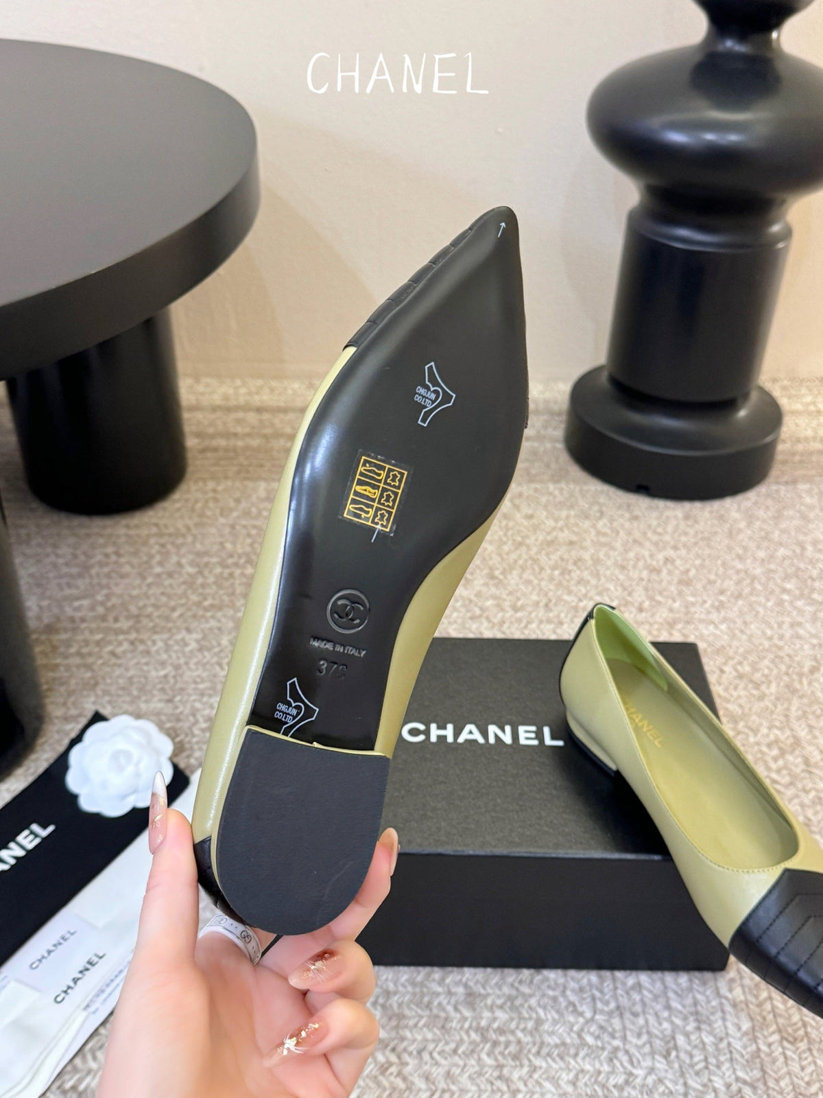 CC 26ss Ballet Flat Black Olive Lambskin 835694
