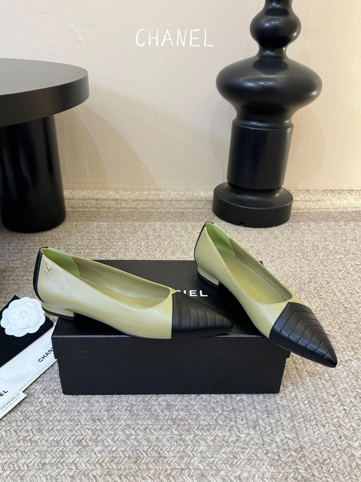 CC 26ss Ballet Flat Black Olive Lambskin 835694