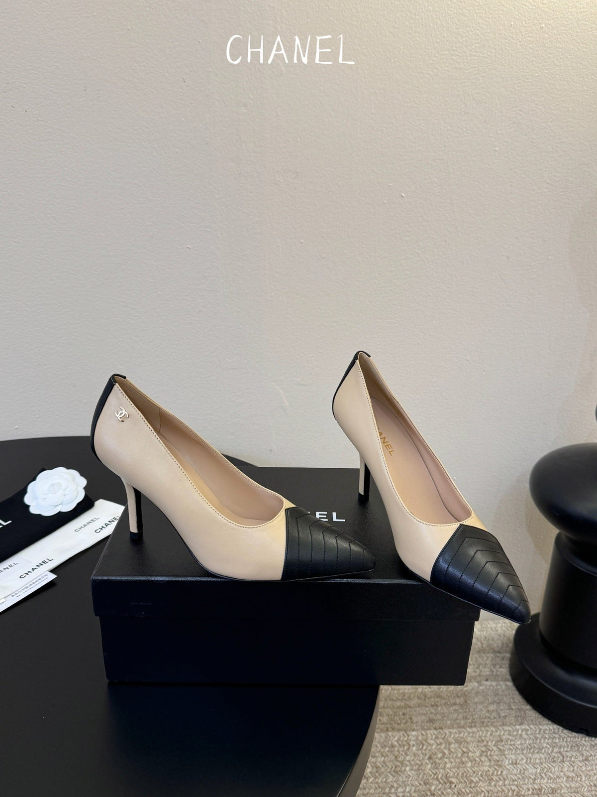 CC 26ss Pump Black Beige Lambskin 835696