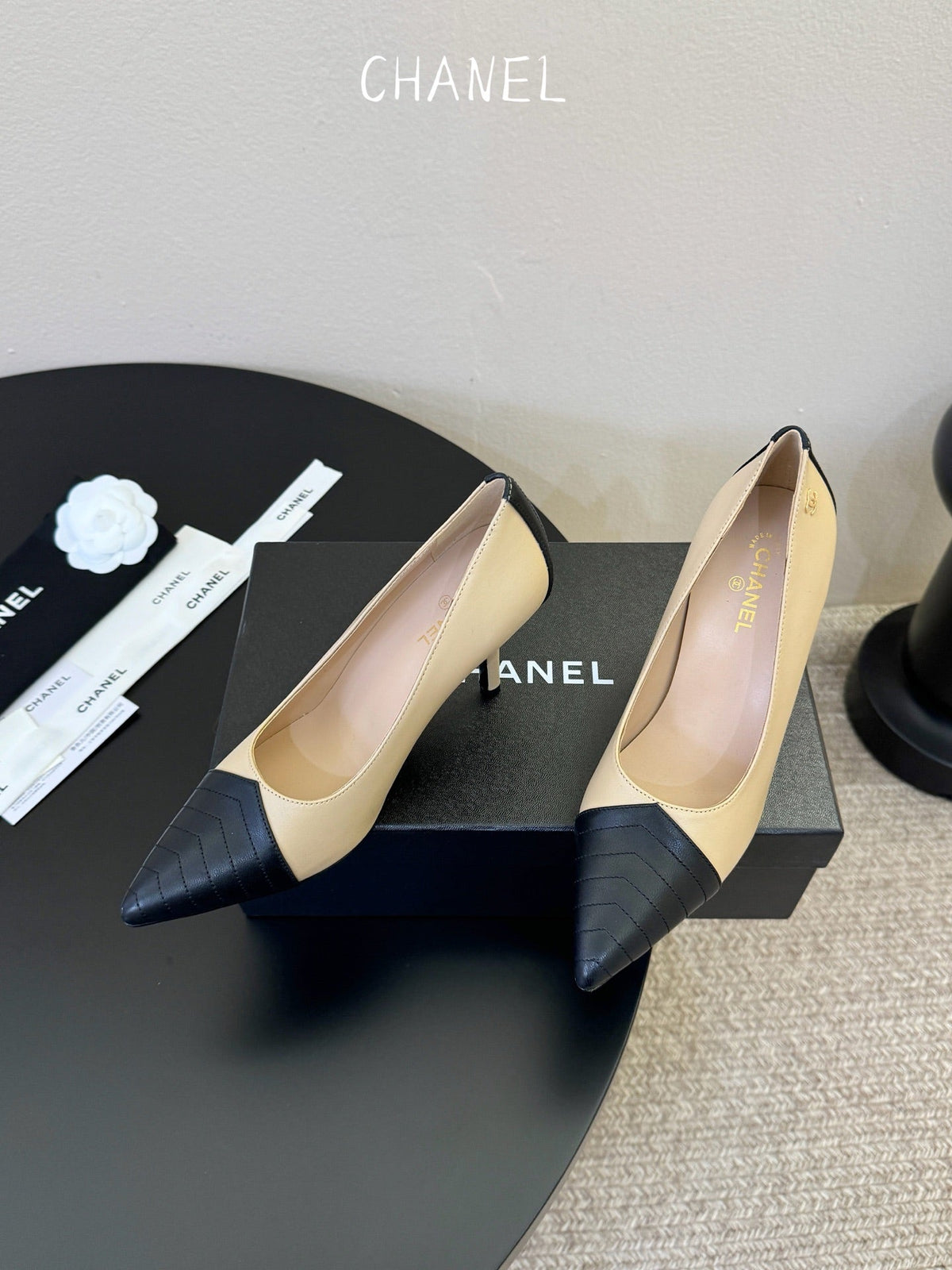 CC 26ss Pump Black Beige Lambskin 835696