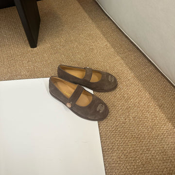 CC 26s Mary Jane Flats Dark Brown Suede