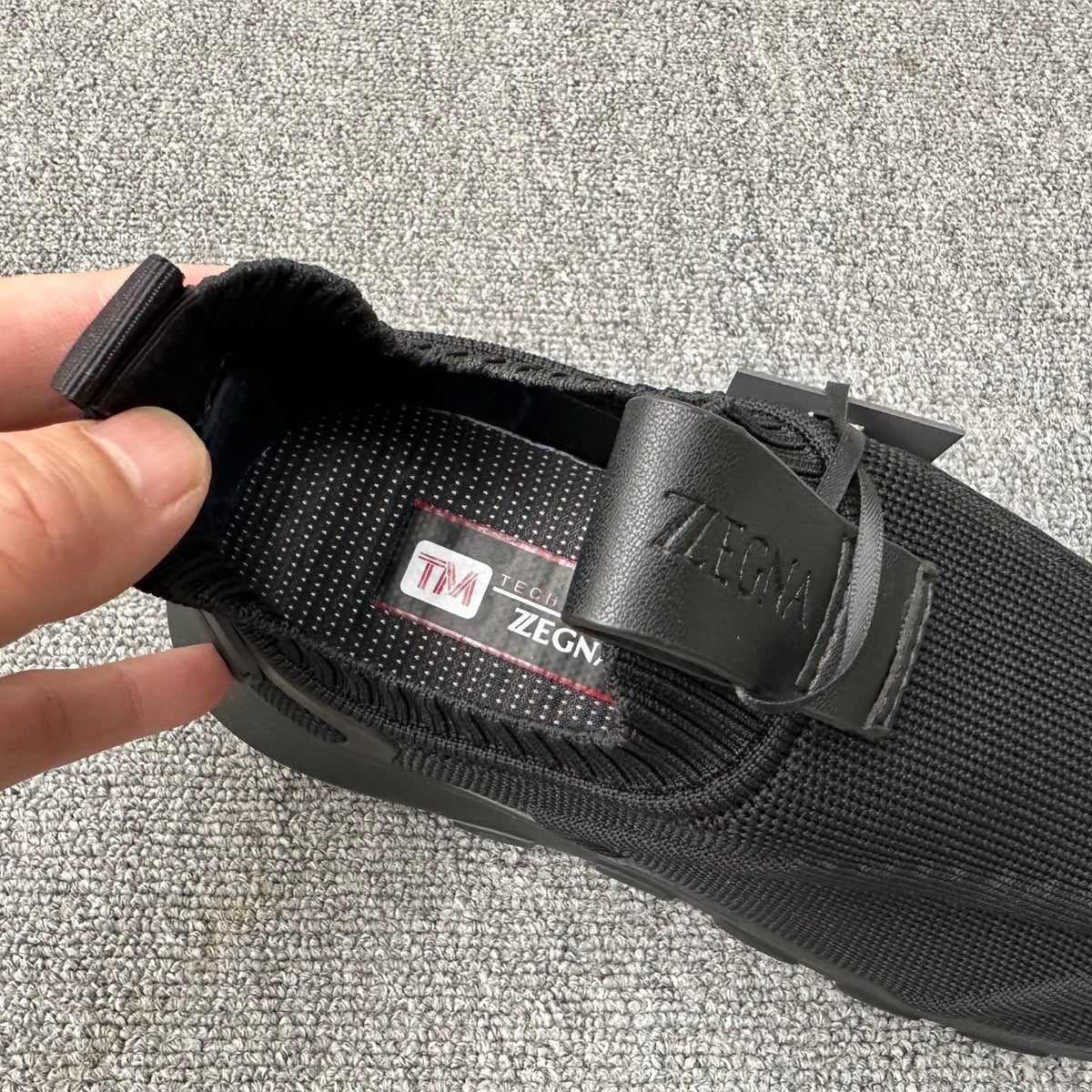 Zegna Men's Techmerino Slip-On Sneakers Full Black Fabric 166085