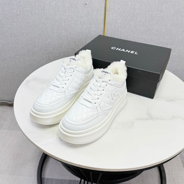 CC 26s Platform Sneakers White Quilted Calfskin Shearling 972893