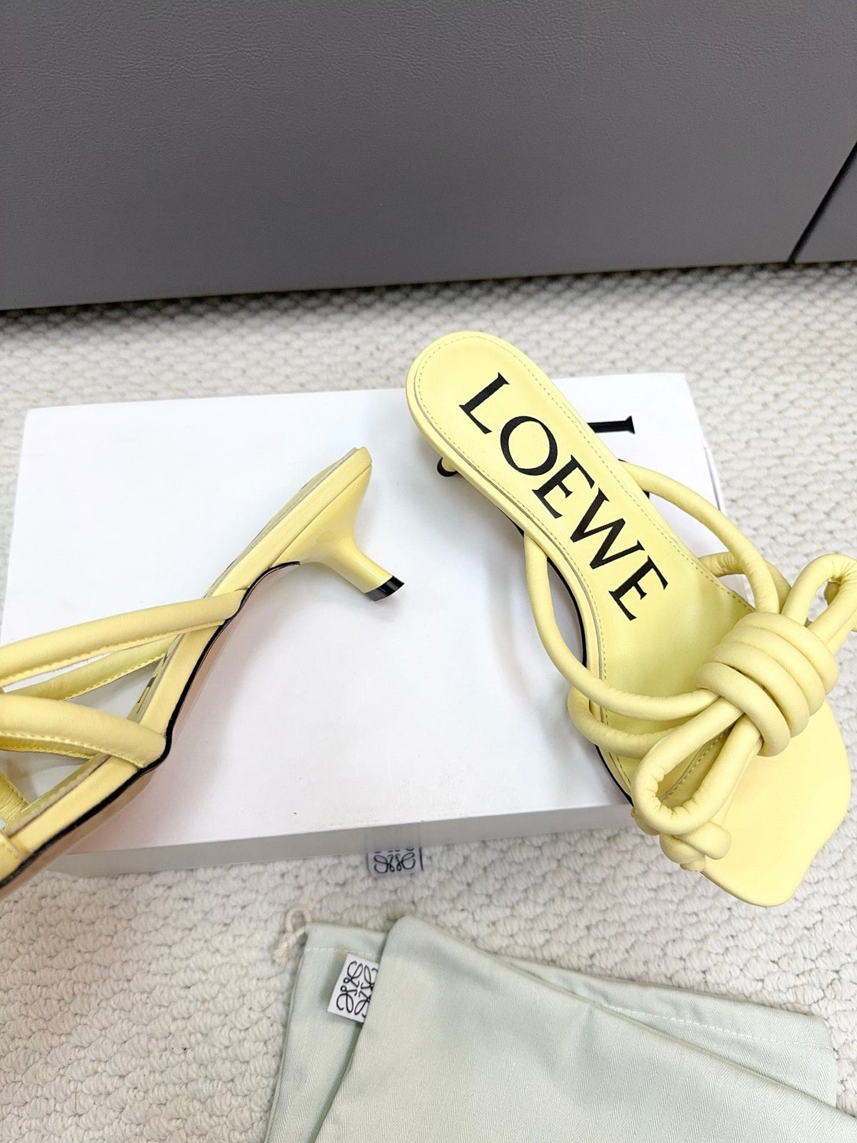 Loewe Flamenco Knot Lemon Yellow Sheepskin 664829