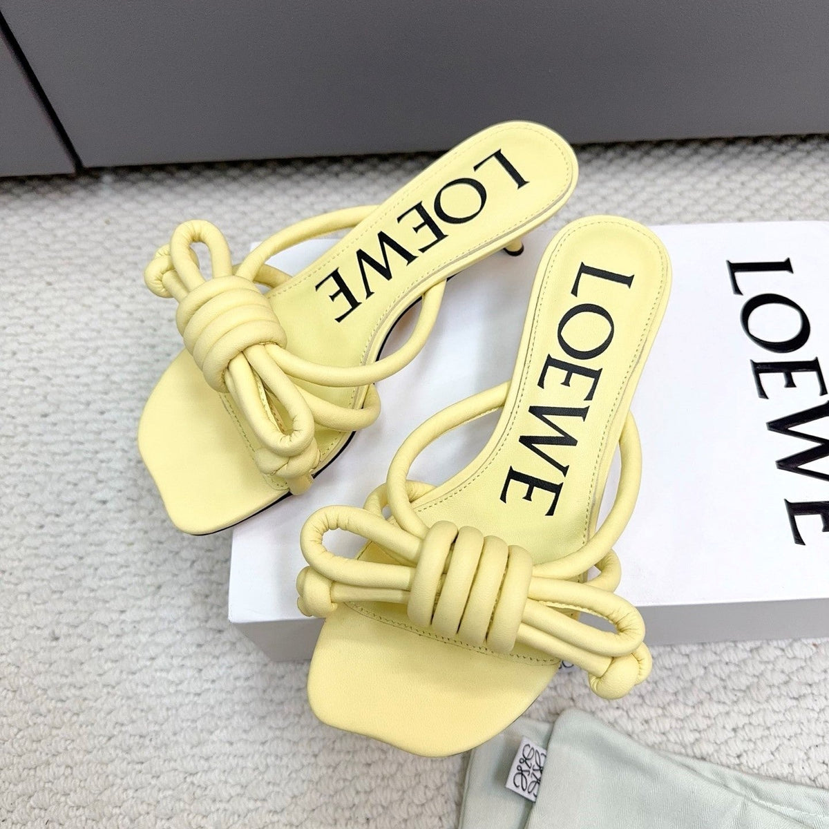 Loewe Flamenco Knot Lemon Yellow Sheepskin 664829