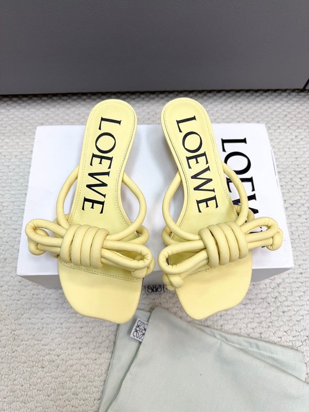 Loewe Flamenco Knot Lemon Yellow Sheepskin 664829