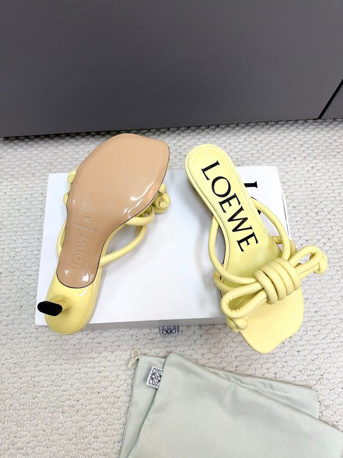 Loewe Flamenco Knot Lemon Yellow Sheepskin 664829