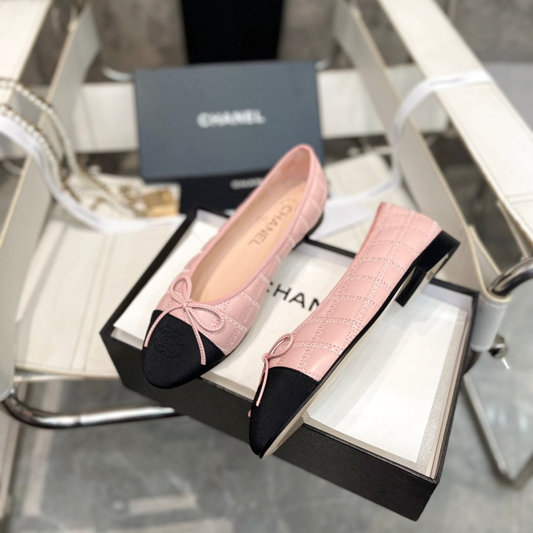 CC Stitched Ballet Flats Light Pink Sheepskin 817404