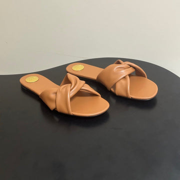 YSL Franciane Mules Tan Brown Cowhide 835165