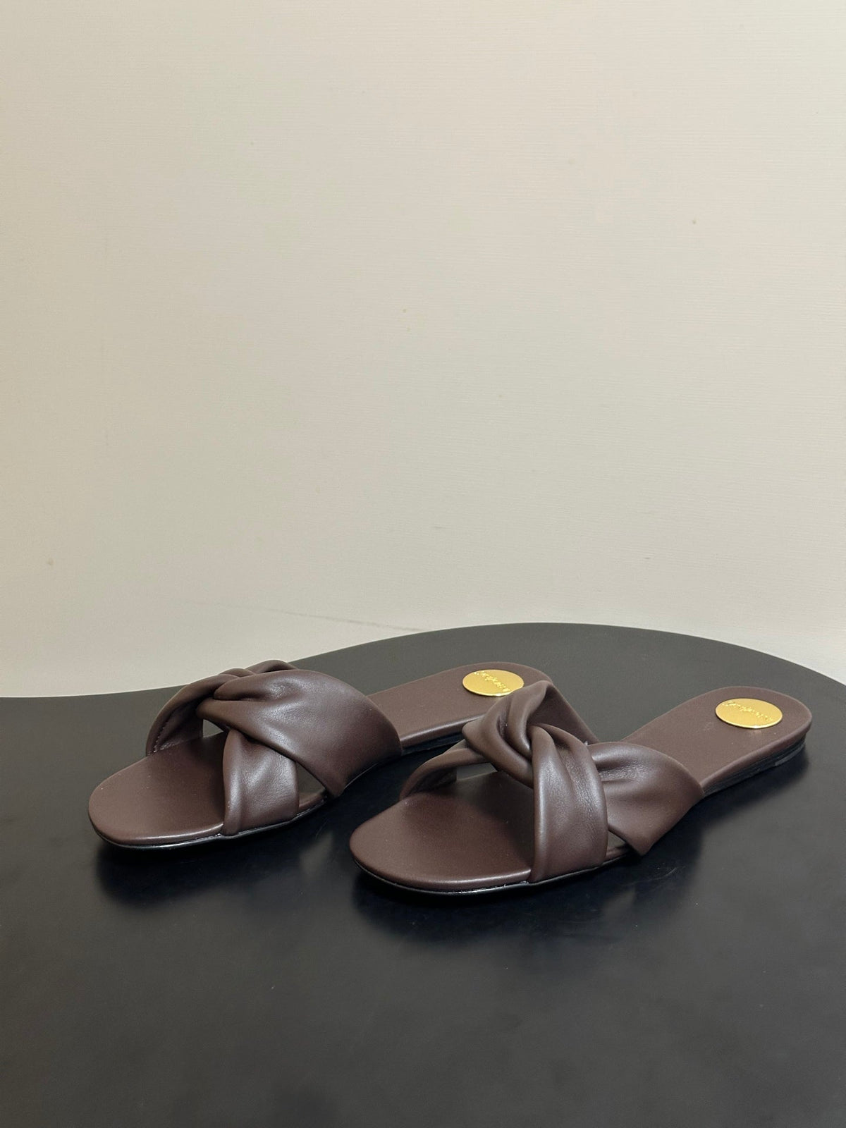 YSL Franciane Mules Coffee Cowhide 835167