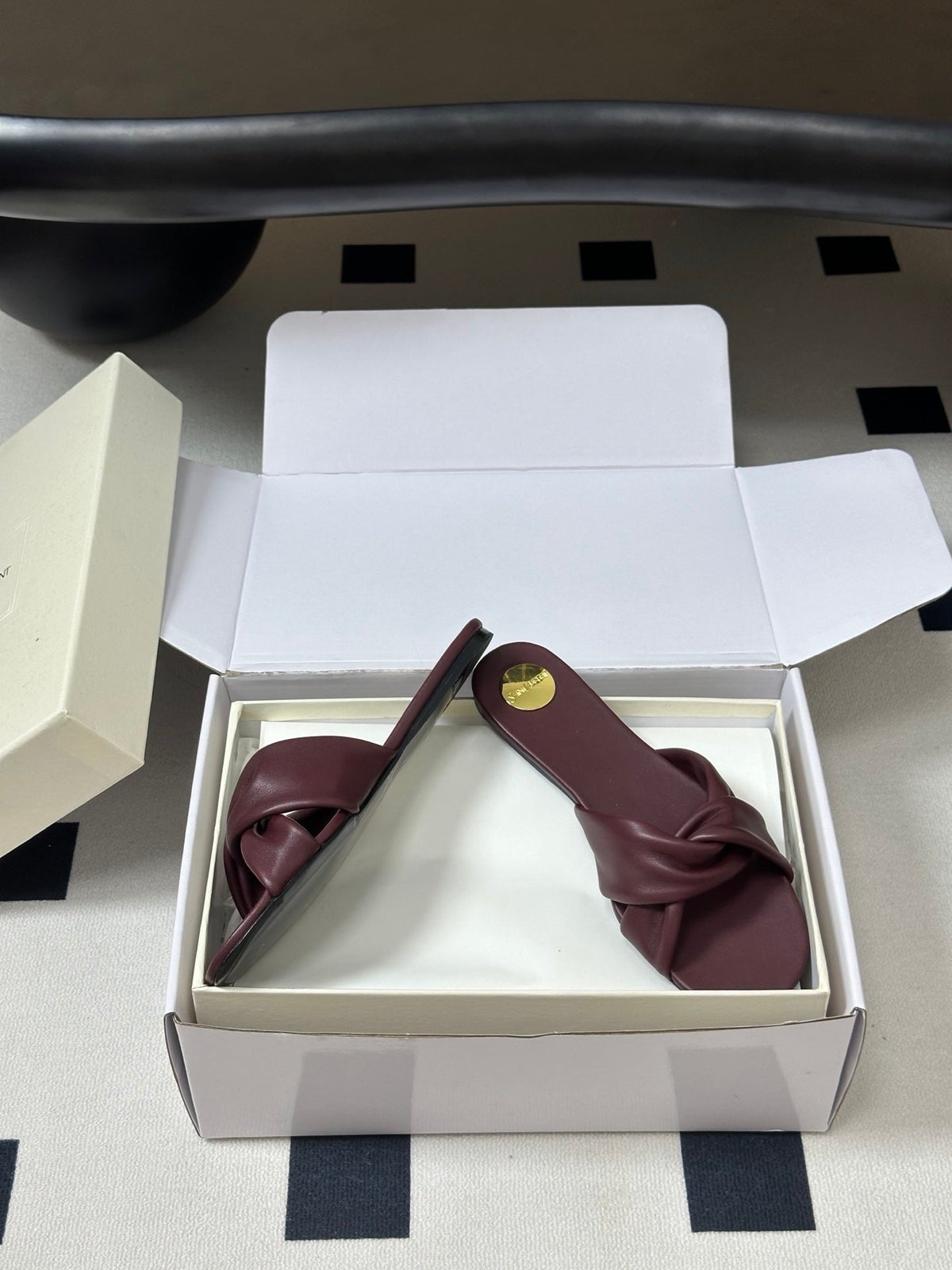 YSL Franciane Mules Burgundy Cowhide 835166