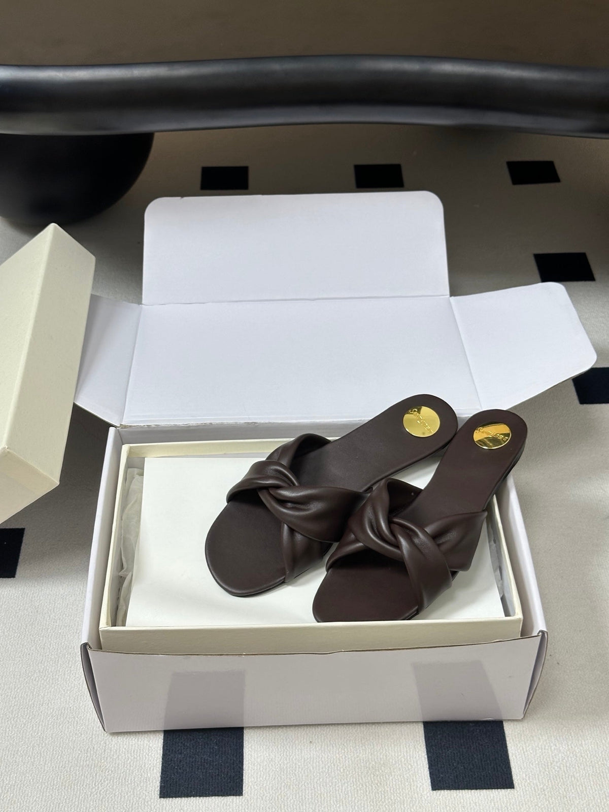 YSL Franciane Mules Coffee Cowhide 835167