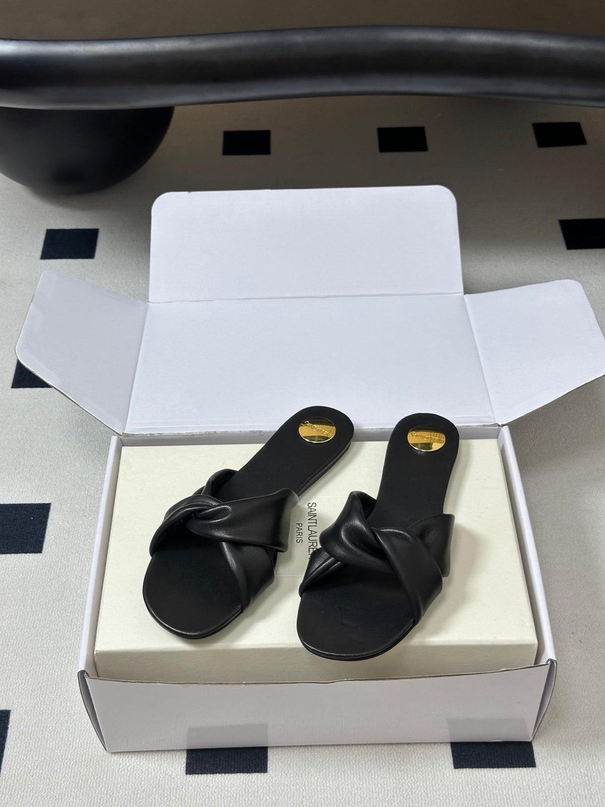 YSL Franciane Mules Black Cowhide 835168