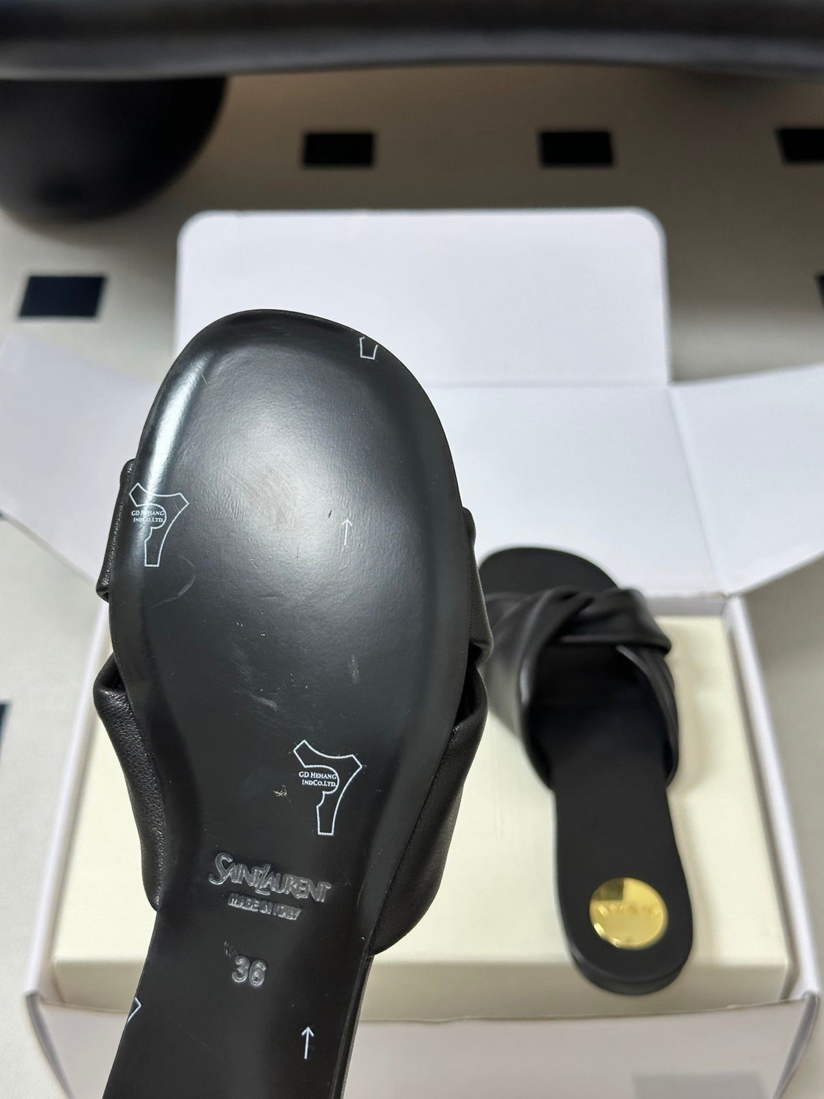 YSL Franciane Mules Black Cowhide 835168