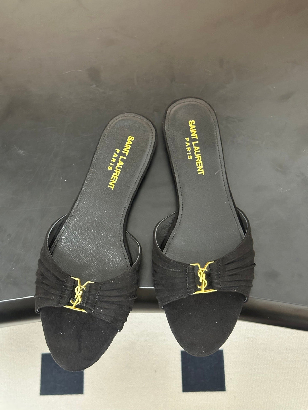 YSL Babylone Slides Black Suede 835185