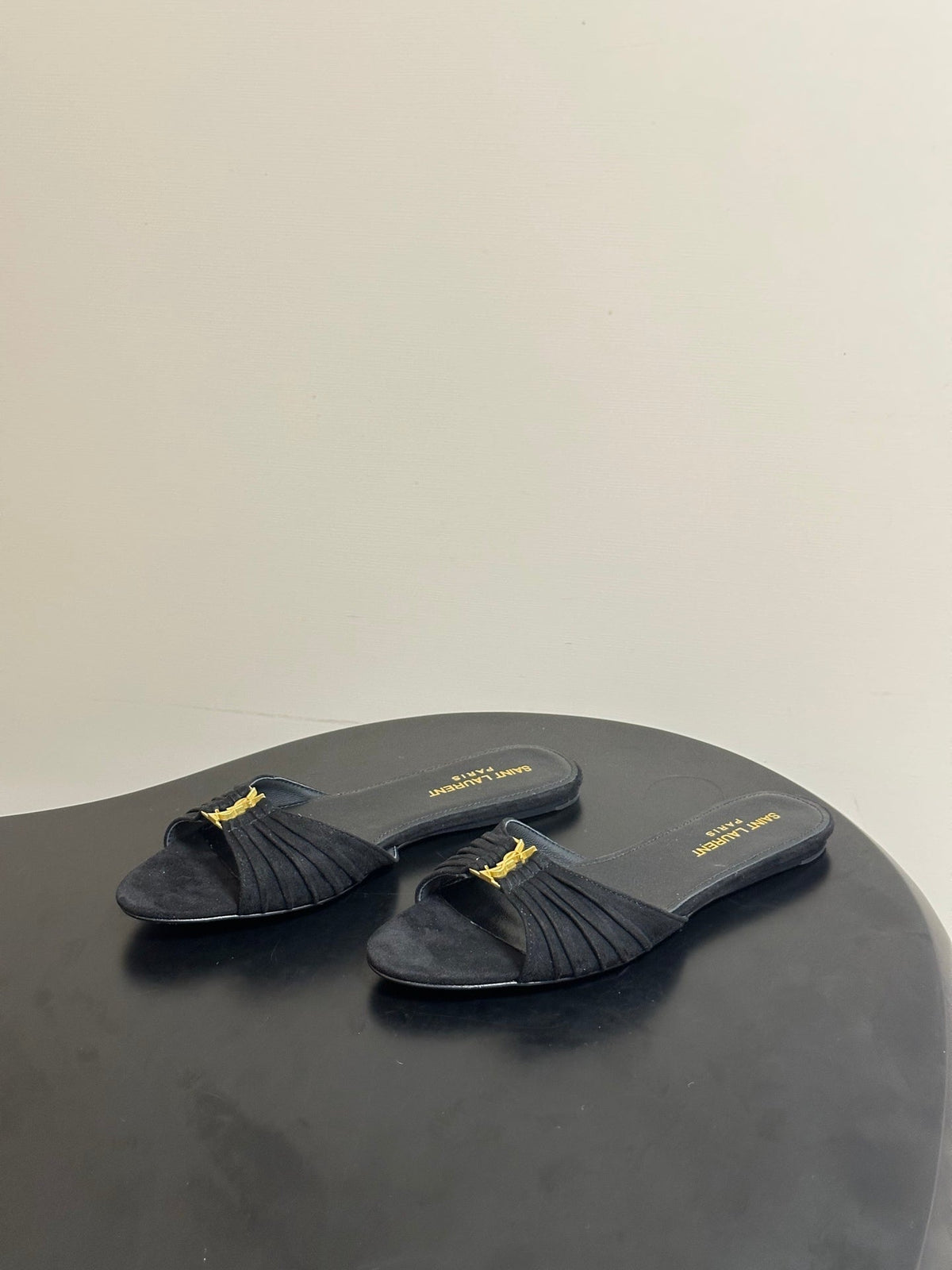 YSL Babylone Slides Black Suede 835185