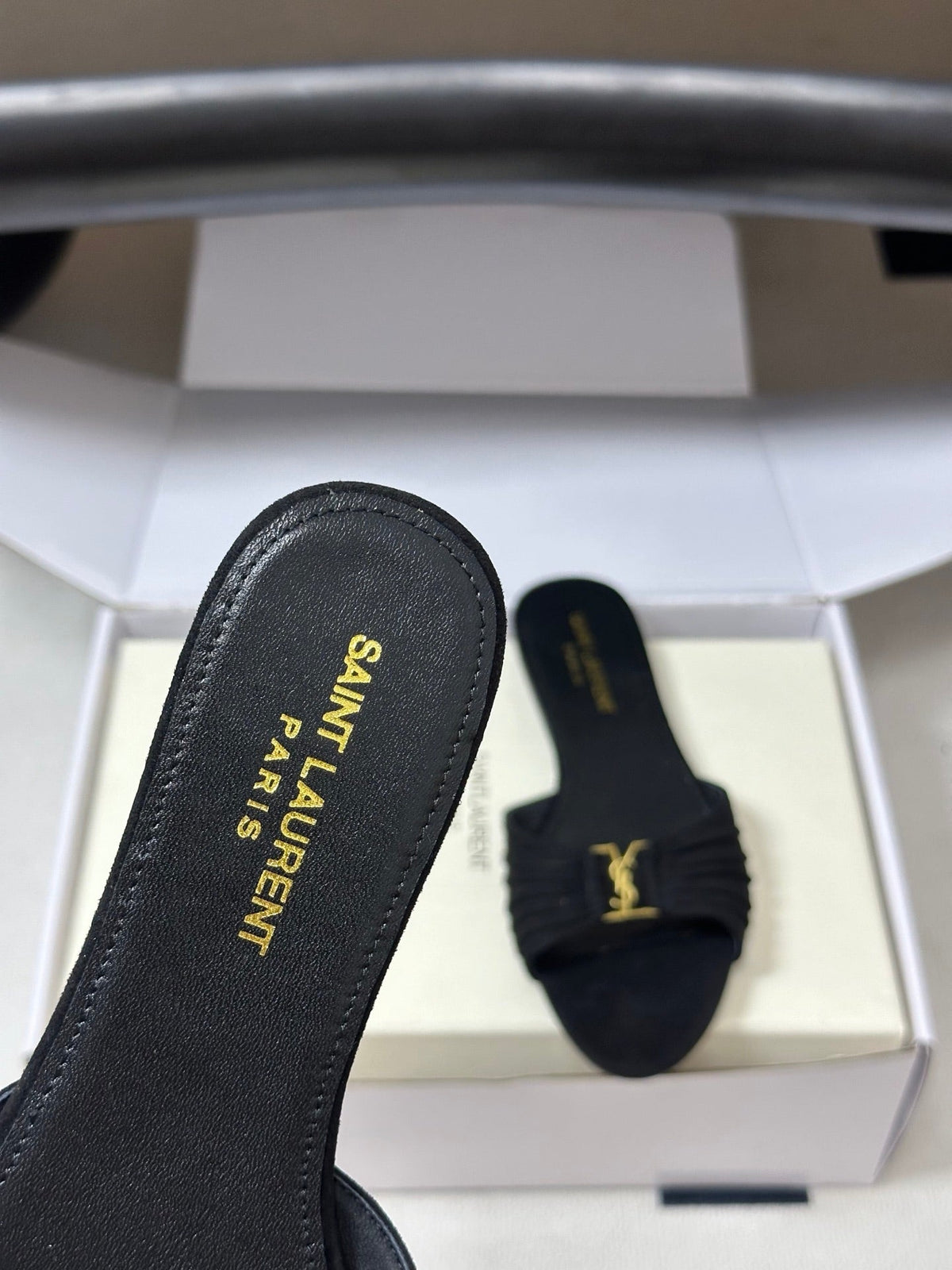 YSL Babylone Slides Black Suede 835185