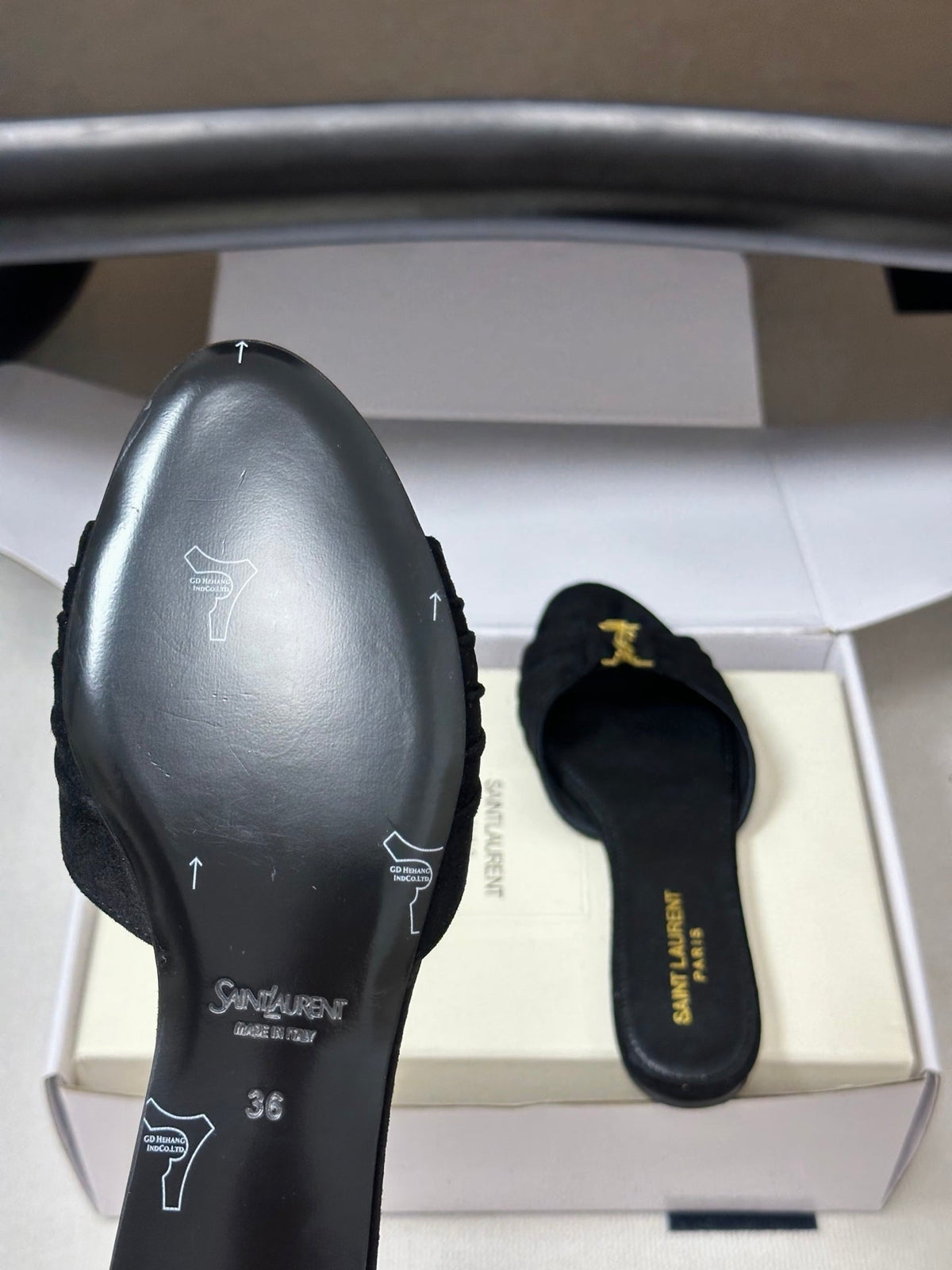 YSL Babylone Slides Black Suede 835185