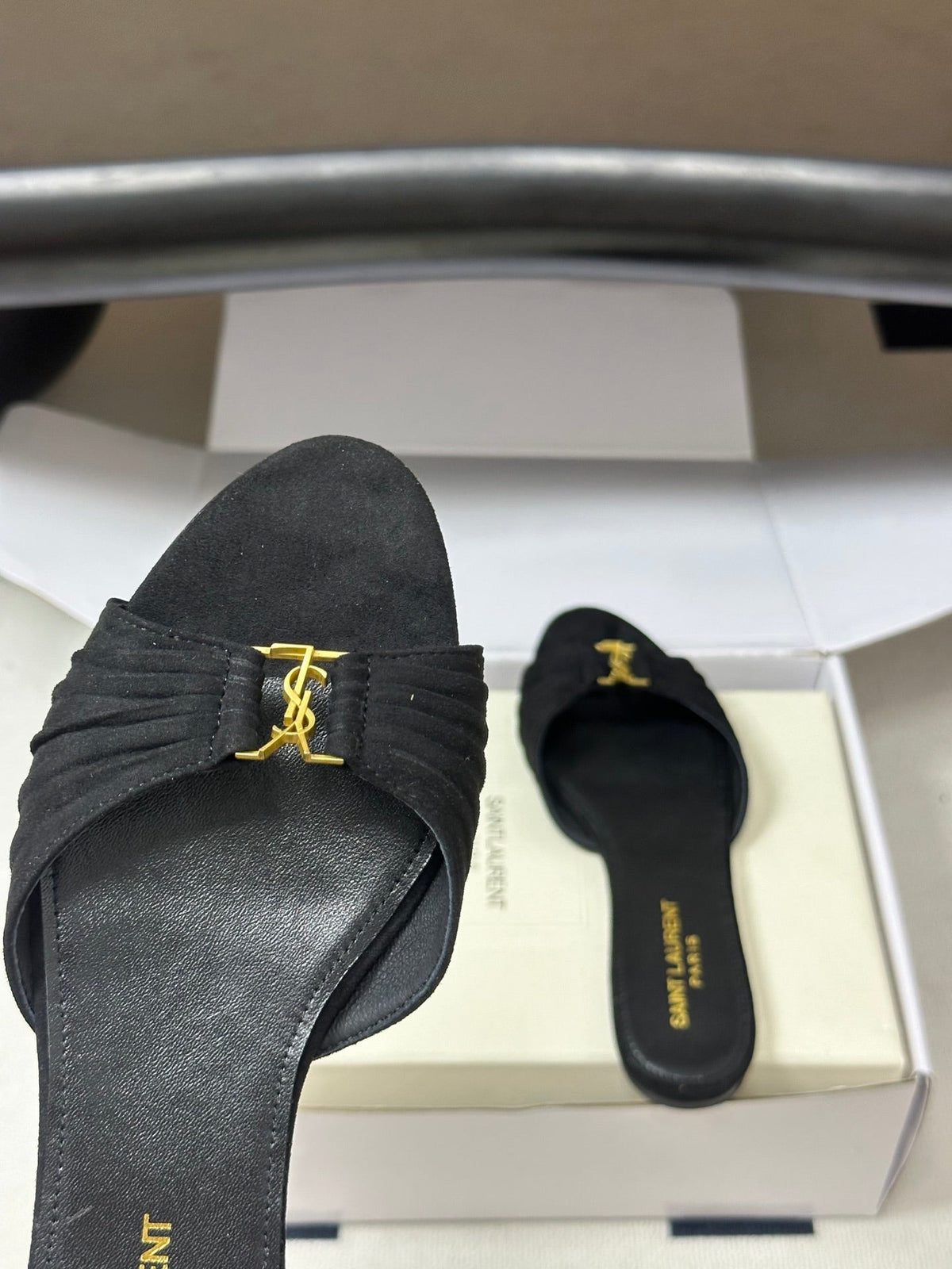 YSL Babylone Slides Black Suede 835185