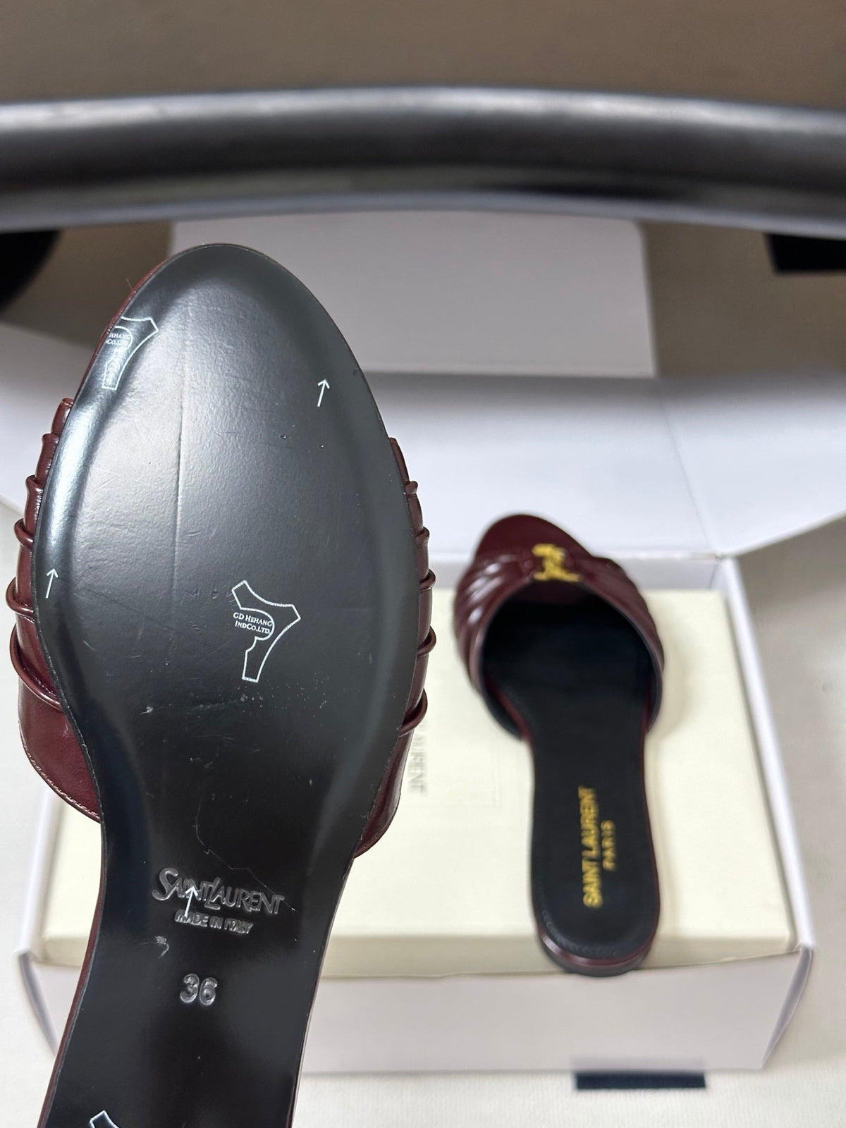 YSL Babylone Slides Coffee Glossy Leather 835191
